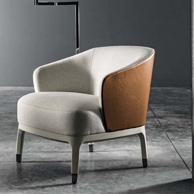 BH Luxe Fabric & Leather Lounge Chair