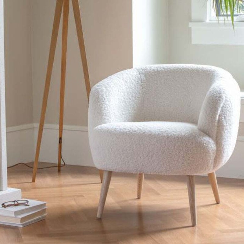 BH Stylish White Fabric Lounge Chair