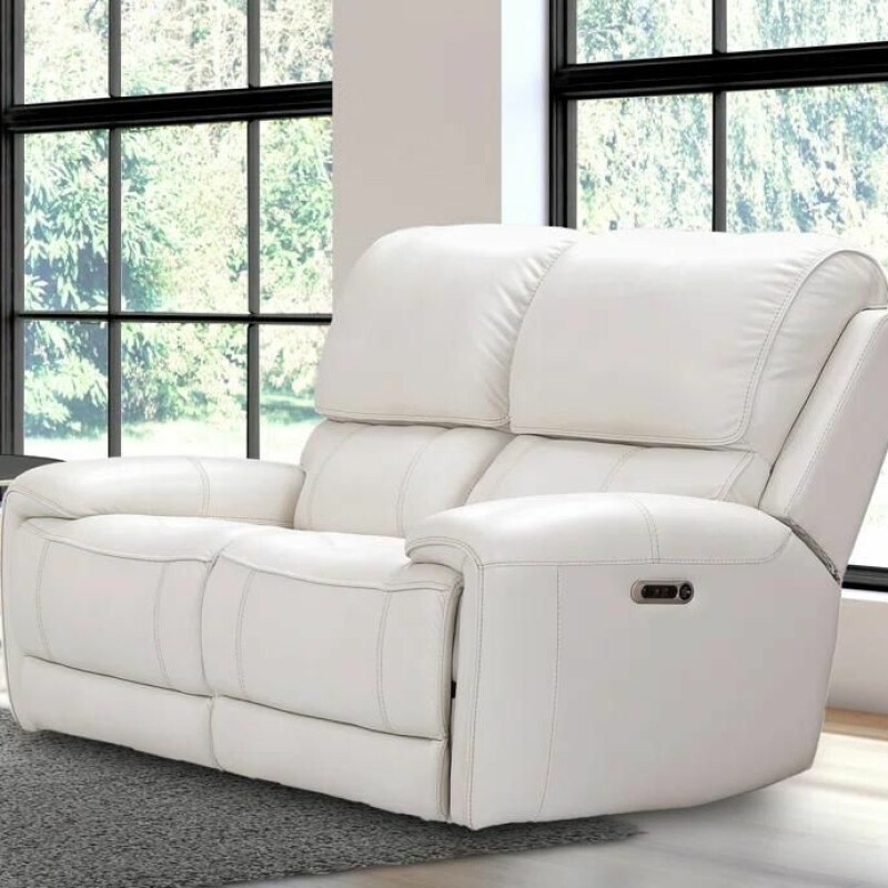 BH Engineered White Leather Dual Recliner