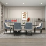 BH Engineered Classy White 6 Seater Dining Table