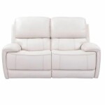 BH Engineered White Leather Dual Recliner