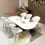 BH Enginneered Bianco Glossy Finish Dining Table