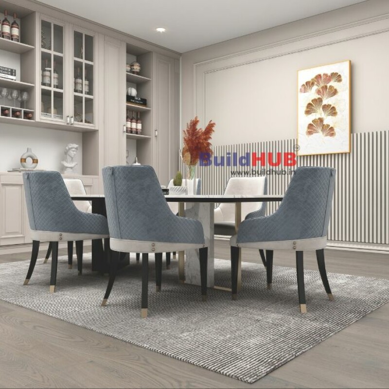 BH Engineered Classy White 6 Seater Dining Table