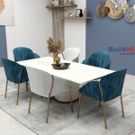 BH Engineered Bressia Oniciata Marble Dining Table