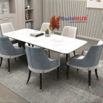 BH Engineered Classy White 6 Seater Dining Table