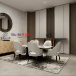 BH Engineered Grey Marble Glossy Dining Table