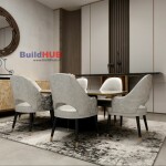 BH Engineered Grey Marble Glossy Dining Table