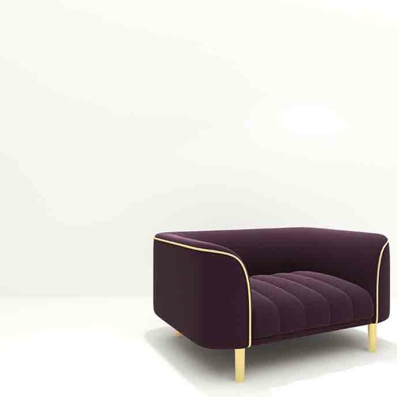 BH E ngineered Purple Fabric Sofa Set