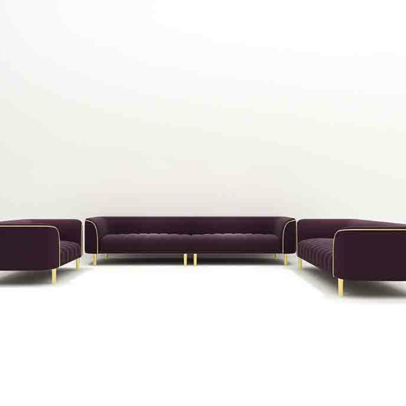 BH E ngineered Purple Fabric Sofa Set