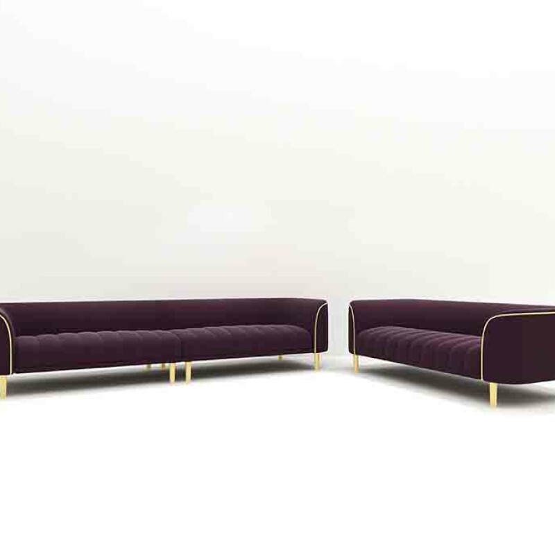 BH E ngineered Purple Fabric Sofa Set