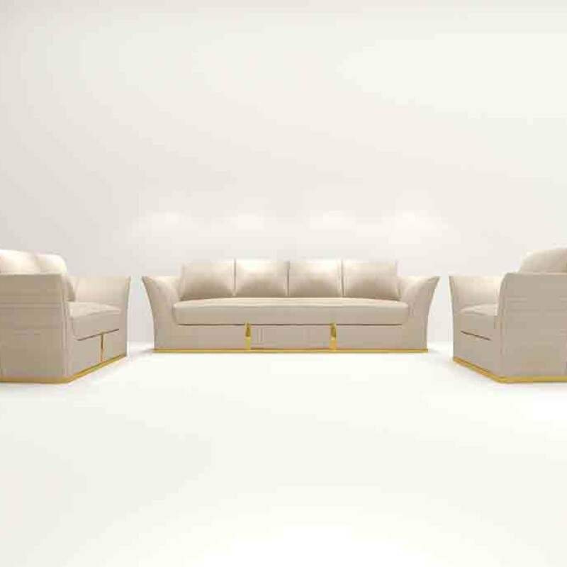 BH Engineered Sleek White Leatherette Sofa Set