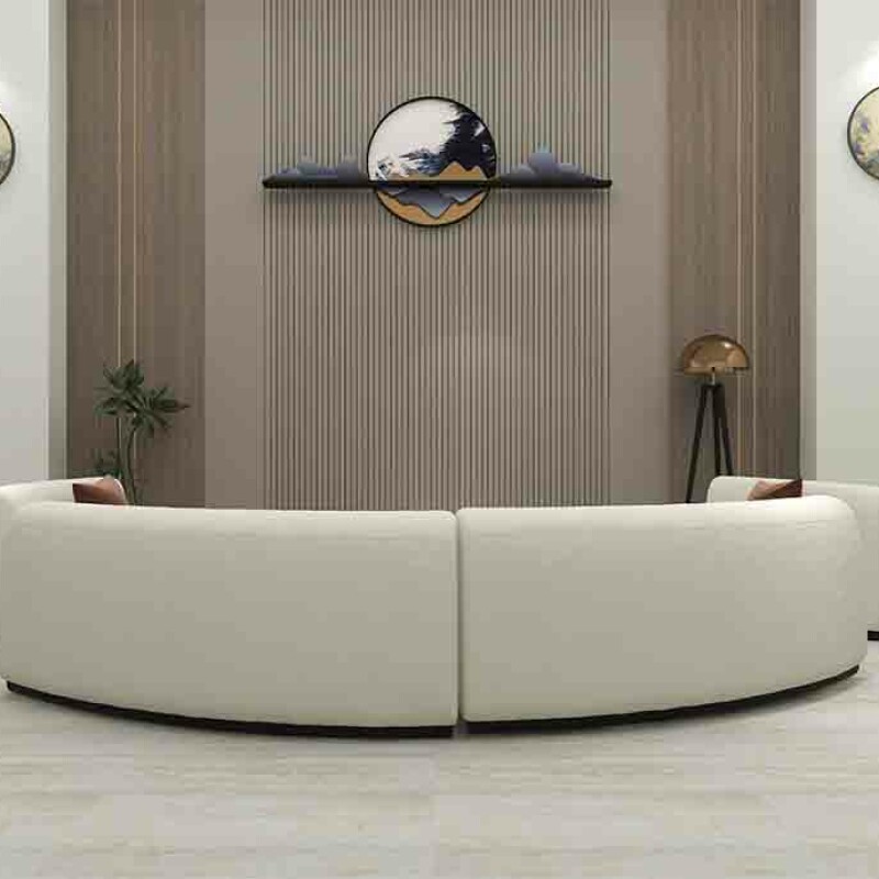 BH Engineered White Curved Sofa Set