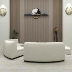 BH Engineered White Curved Sofa Set