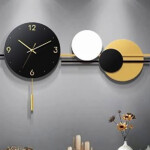 Nexus Black And Golden Circle Metal Wall Clock HT