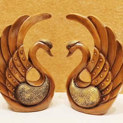 Handcrafted Wooden Swans Duo FL FAB1