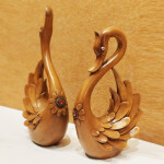 Handcrafted Wooden Swans Duo FL FAB1