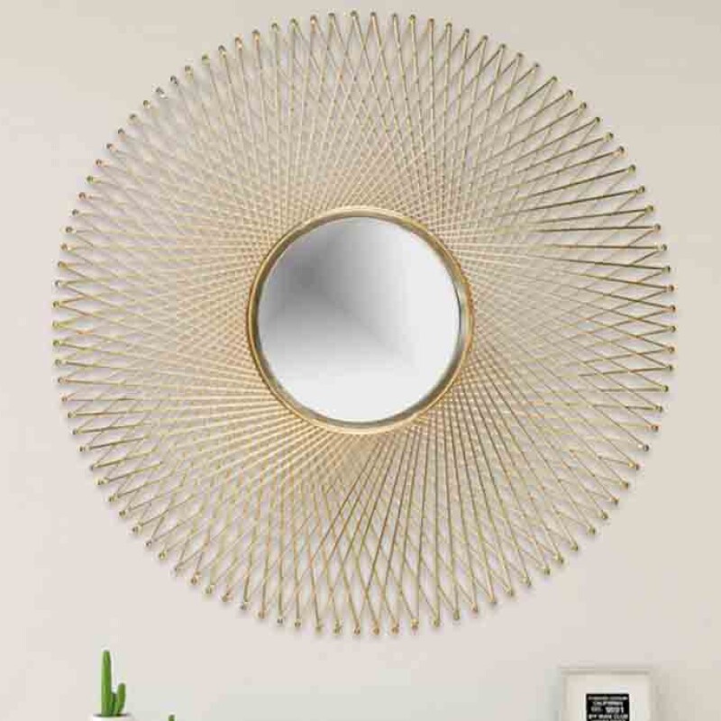 Golden Wire Metal Wall Mirror HT