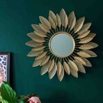 Golden Metal Leaf Wall Mirror HT