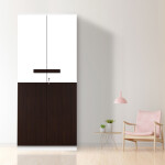 Engineering Wood 2 Door Wardrobe in Choco Walnut & White