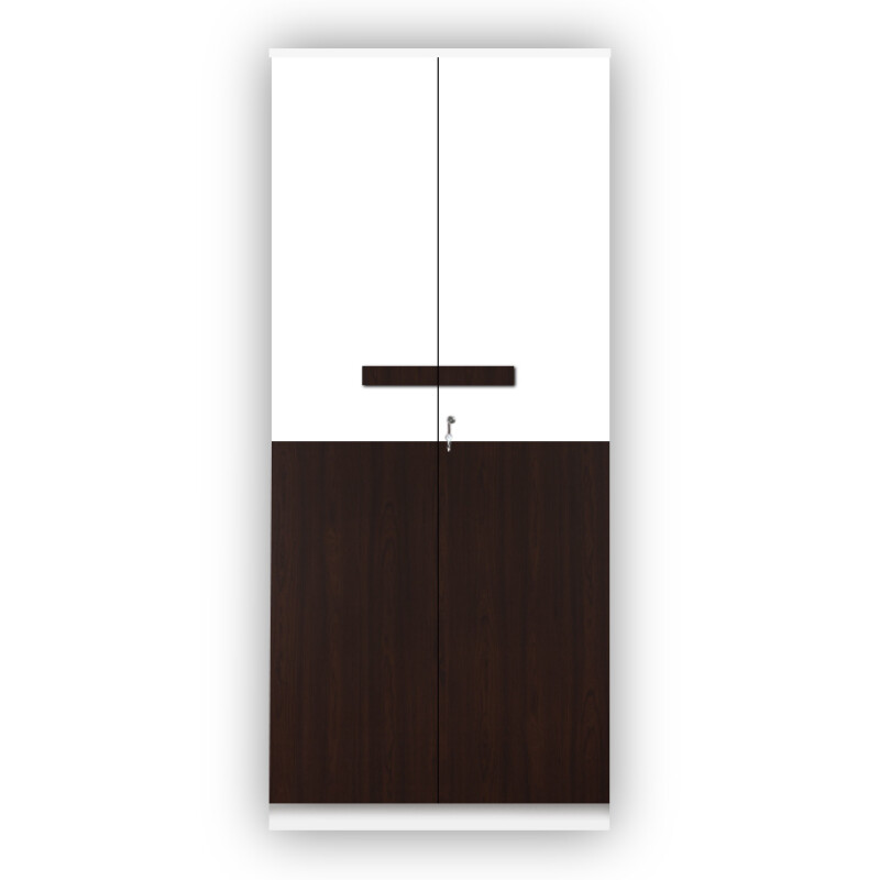 Engineering Wood 2 Door Wardrobe in Choco Walnut & White