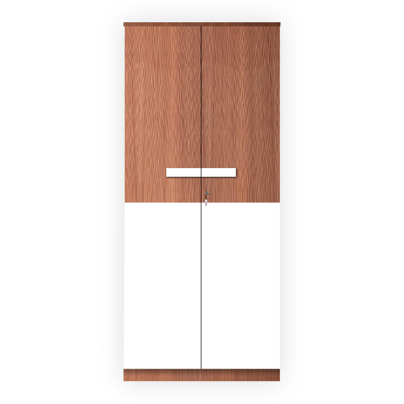 Engineering Wood 2 Door Wardrobe in Sapelli & White