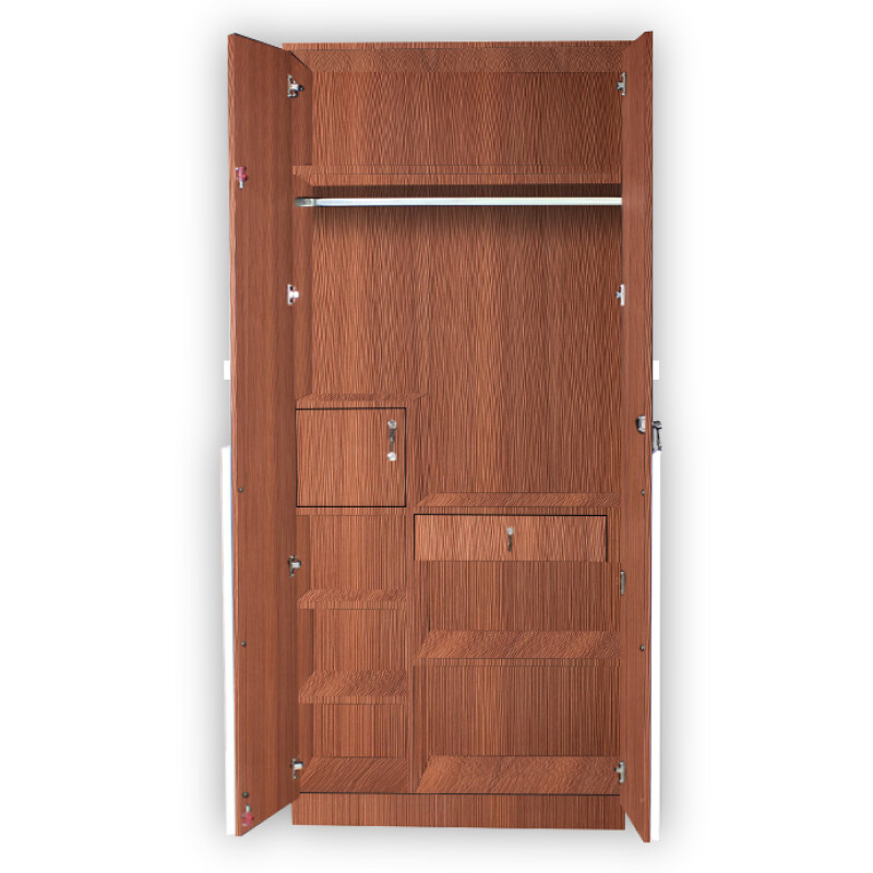 Engineering Wood 2 Door Wardrobe in Sapelli & White