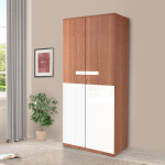 Engineering Wood 2 Door Wardrobe in Sapelli & White