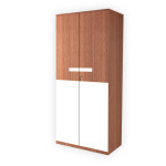 Engineering Wood 2 Door Wardrobe in Sapelli & White