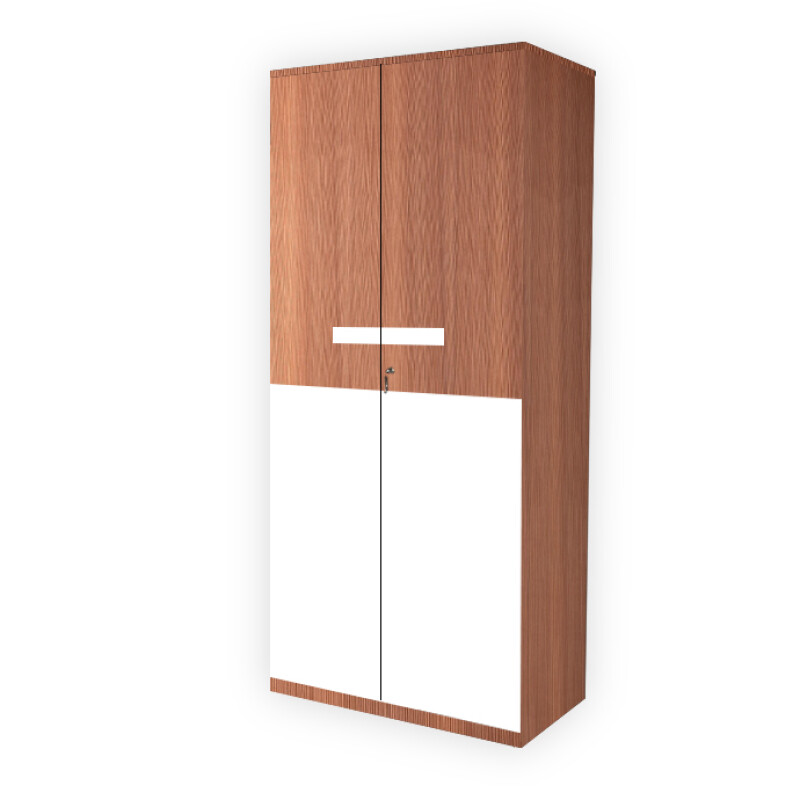 Engineering Wood 2 Door Wardrobe in Sapelli & White