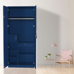 Engineering Wood 2 Door Wardrobe in Electric Blue & White