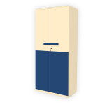 Engineering Wood 2 Door Wardrobe in Electric Blue & Ivory