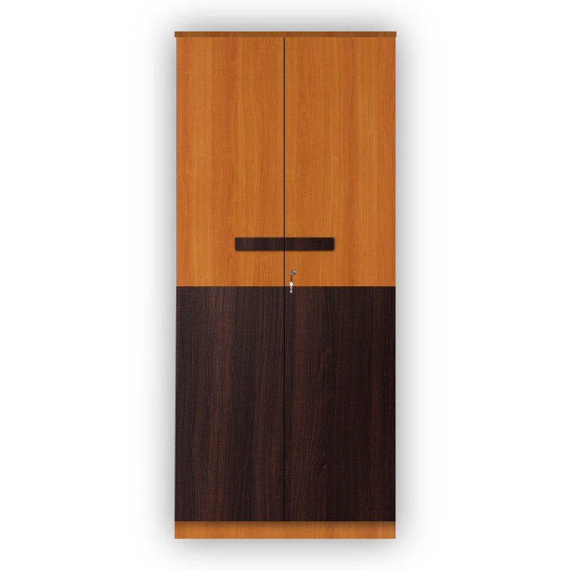 Engineering Wood 2 Door Wardrobe in Oxford Cherry & Dark Maple