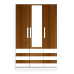 BHF 3 Door Wardrobe in Mysore Teak & White Finish