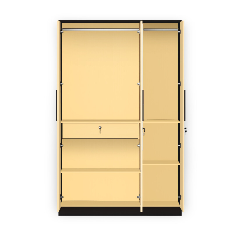 BHF 3 Door Wardrobe in Ivory & Black Finish