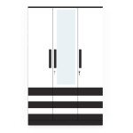 BHF 3 Door Wardrobe in Black & White Finish