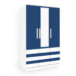 BHF 3 Door Wardrobe in White & Electric Blue Finish