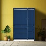 BHF 3 Door Wardrobe in White & Electric Blue Finish