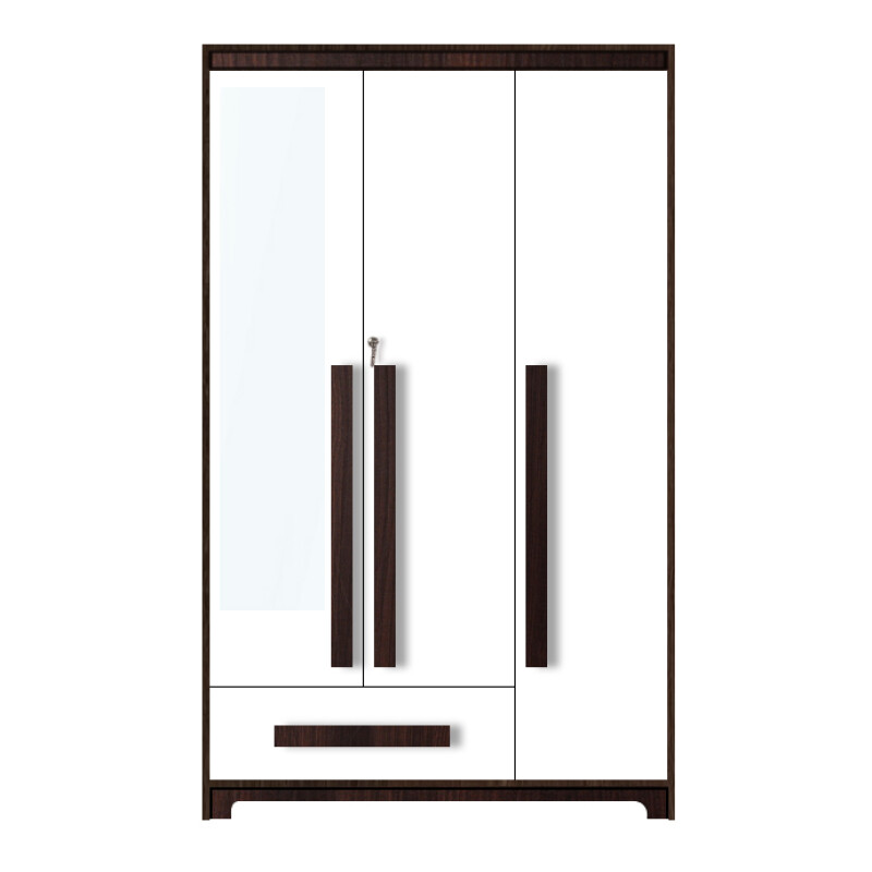 Premium 3 Door Wardrobe in White & Dark Maple Finish
