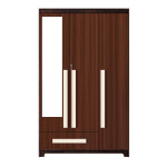 Premium 3 Door Wardrobe in Classic Planked Walnut Finish