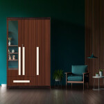 Premium 3 Door Wardrobe in Classic Planked Walnut Finish