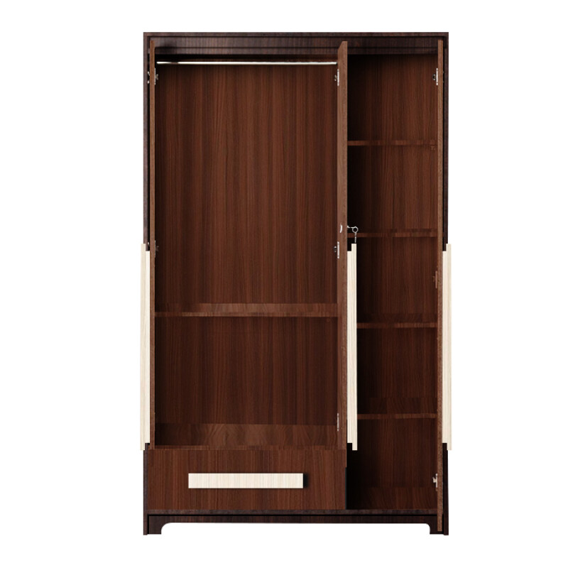 Premium 3 Door Wardrobe in Classic Planked Walnut Finish