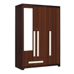 Premium 3 Door Wardrobe in Classic Planked Walnut Finish