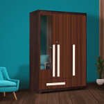 Premium 3 Door Wardrobe in Classic Planked Walnut Finish