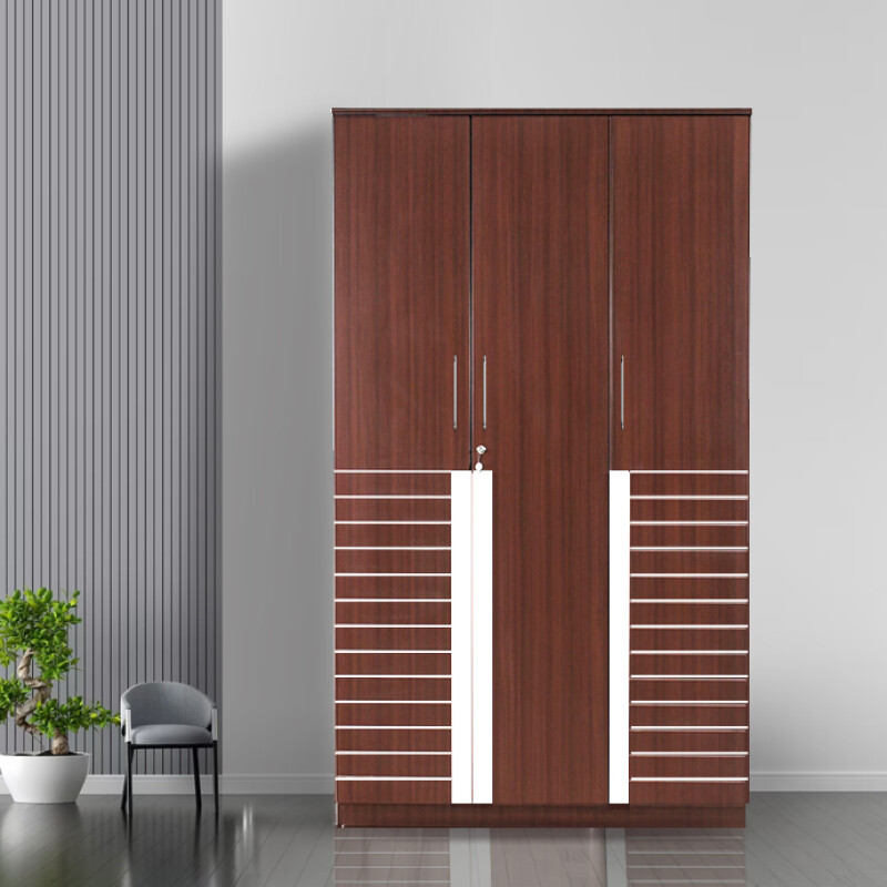 Engineering Wood 3 Door Wardrobe in Mahagony Finish