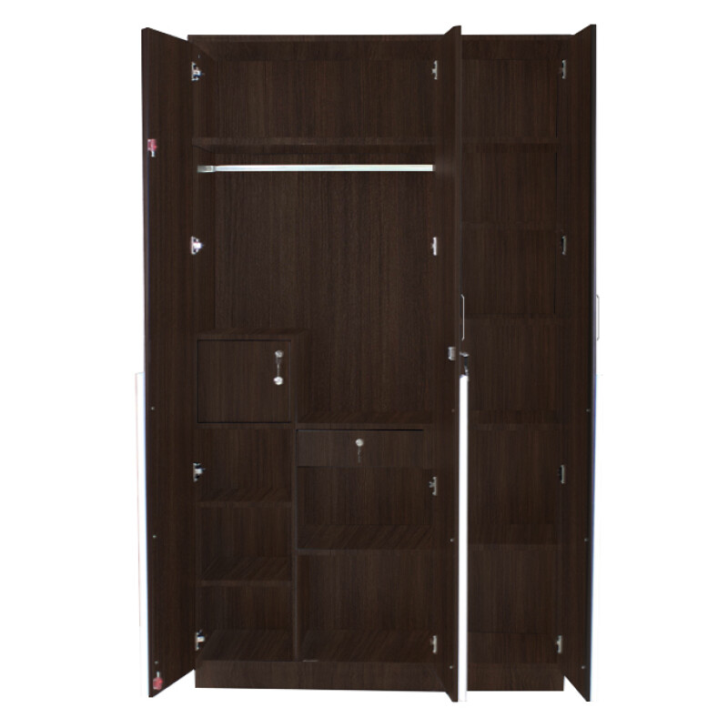 Engineering Wood 3 Door Wardrobe in Brown Teak Finish