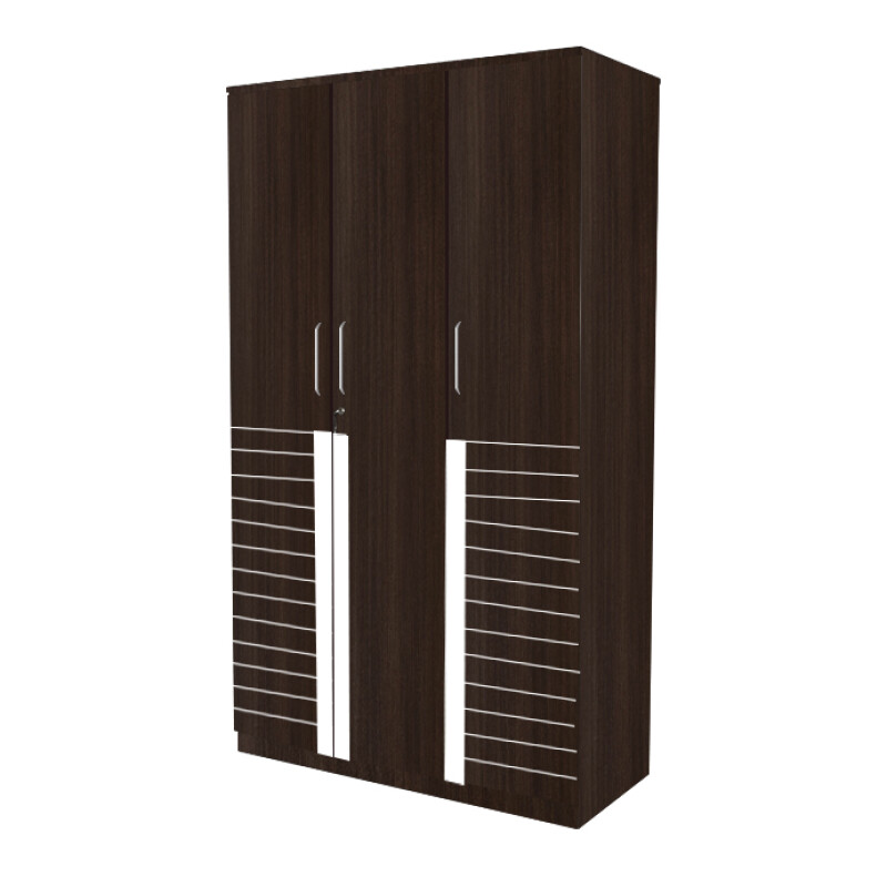 Engineering Wood 3 Door Wardrobe in Brown Teak Finish