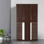 Engineering Wood 3 Door Wardrobe in Brown Teak Finish