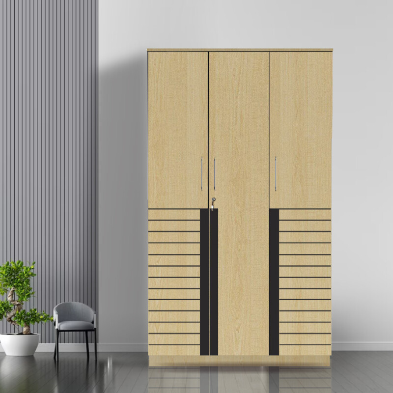 Engineering Wood 3 Door Wardrobe in Alberta Maple