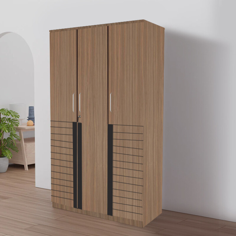 Engineering Wood 3 Door Wardrobe in Lorraine Walnut