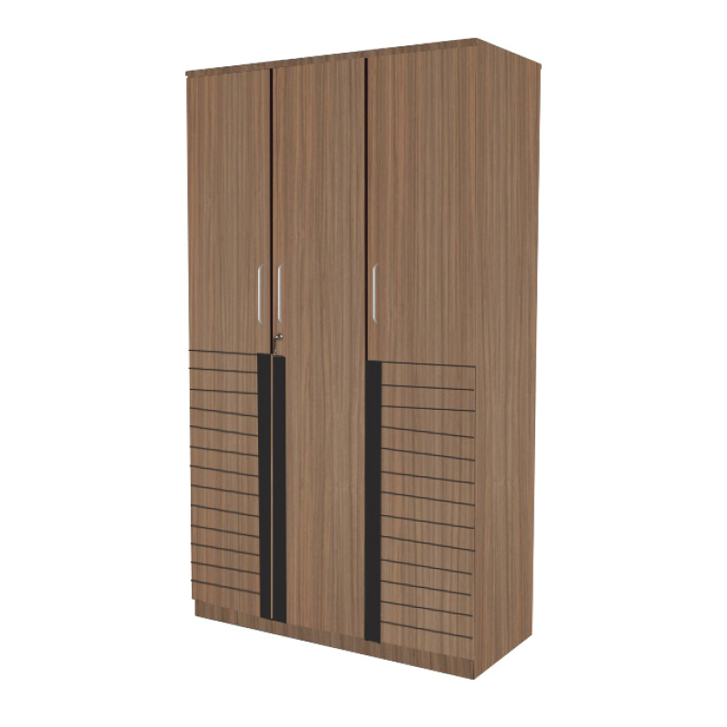 Engineering Wood 3 Door Wardrobe in Lorraine Walnut